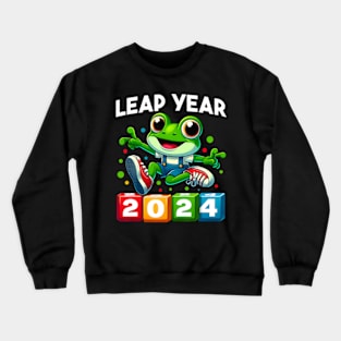 Funny Frog Leap Year 2024 February 29th Leap Day Birthday Crewneck Sweatshirt